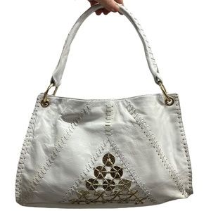 Via Spiga White & Gold Accent Vintage Handbag